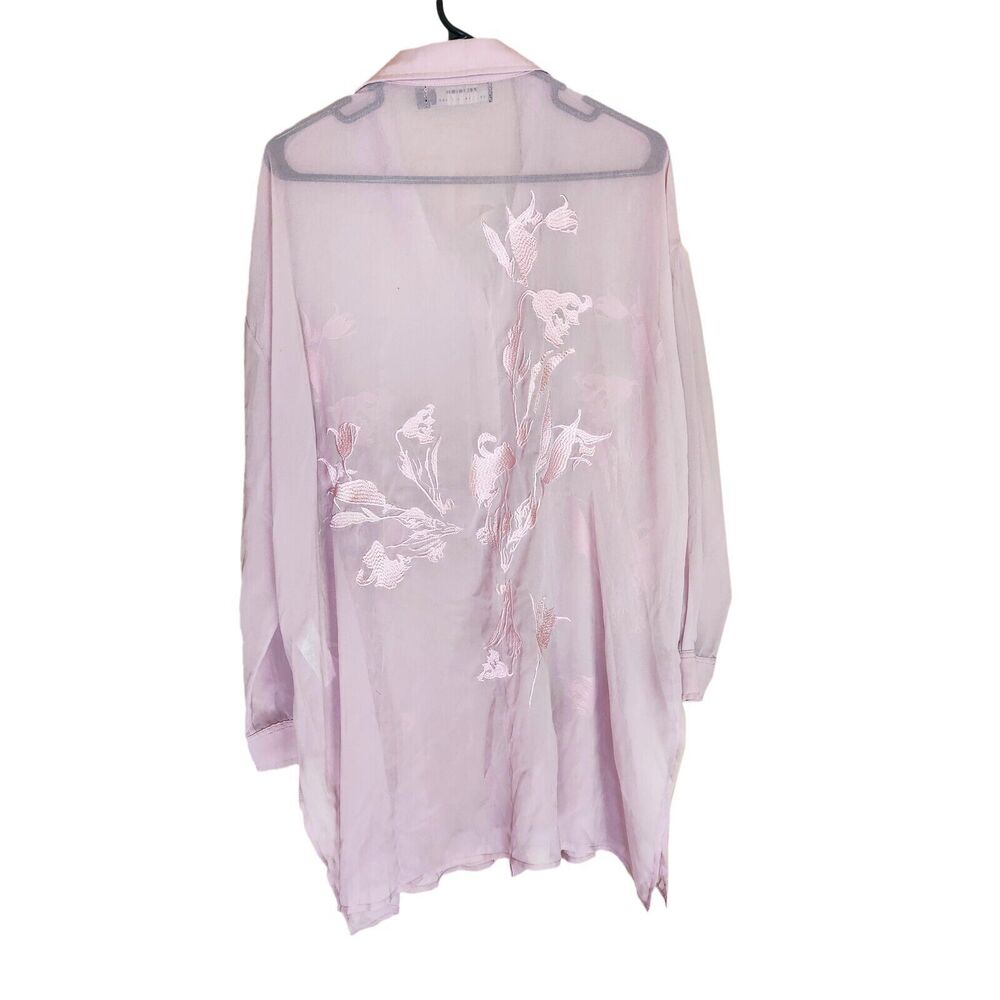 Religion Blouse Women’s Button Transparent Blush with Floral Embroidery  Size M - Picture 3 of 3